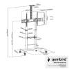 Gembird TVS-100T-02 Height adjustable TV floor stand with caster wheels 60"-100" Black TVS-100T-02
