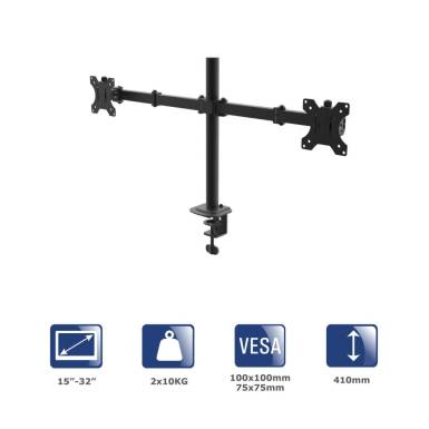 Akyga AK-MB-02 Dual Monitor Arm Double Desk Mount 2x10kg VESA 75x75mm / 100x100mm 15-32" AK-MB-02 Akyga AK-MB-02 Dual Monitor Arm Double Desk Mount 2x10kg VESA 75x75mm / 100x100mm 15-32" AK-MB-02