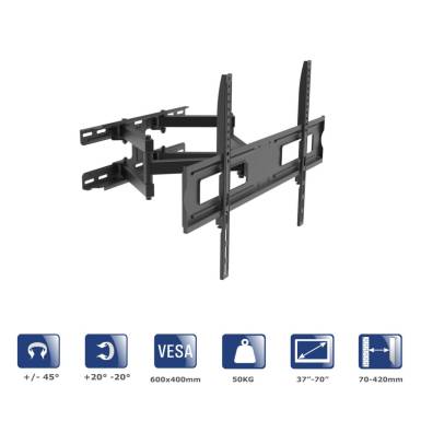 Akyga AK-MB-10 TV Wall Mount Full Motion Bracket +/-45° 50kg VESA 600x400mm 37"-70" AK-MB-10 Akyga AK-MB-10 TV Wall Mount Full Motion Bracket +/-45° 50kg VESA 600x400mm 37"-70" AK-MB-10