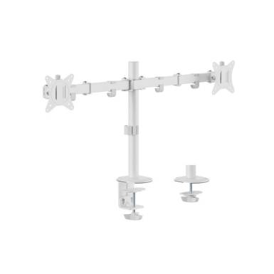 EQuip 17"-32" Articulating Dual Monitor Desk Mount Bracket White 650167 EQuip 17"-32" Articulating Dual Monitor Desk Mount Bracket White 650167