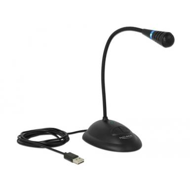 DeLock USB Gooseneck Microphone with base and mute + on / off button Black 65871 DeLock USB Gooseneck Microphone with base and mute + on / off button Black 65871