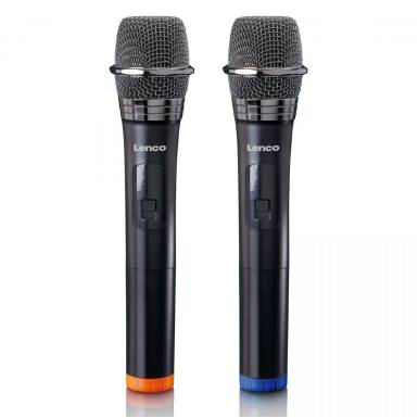 Lenco MCW-020BK Set of 2 wireless microphones with portable battery powered receiver Black MCW-020BK Lenco MCW-020BK Set of 2 wireless microphones with portable battery powered receiver Black MCW-020BK