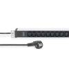 Digitus Socket strip with aluminum profile 12-way 2m cable safety plug Black DN-95426