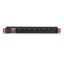 TECHLY  PDU for 19" Rack 8 Schuko sockets with switch 1HE 100488