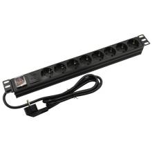 Nestron 19" eloszt&oacute;s&aacute;v (PDU) kapcsol&oacute;val; 8 Shuko csatlakoz&oacute;; t&uacute;lfesz&uuml;lts&eacute;g v&eacute;delem NRPD-SH-108SP