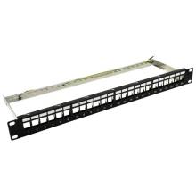 Nestron 19" keystone patch panel; 24 port; Cat5e/Cat6/Cat6A kompatibilis; &aacute;rny&eacute;kolt; tehermentes&iacute;tővel NRPP-KEY-124SF-H