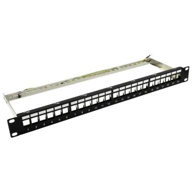 Nestron 19" keystone patch panel; 24 port; Cat5e/Cat6/Cat6A kompatibilis; árnyékolt; tehermentesítővel NRPP-KEY-124SF-H Nestron 19" keystone patch panel; 24 port; Cat5e/Cat6/Cat6A kompatibilis; árnyékolt; tehermentesítővel NRPP-KEY-124SF-H