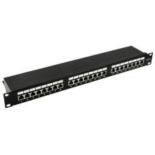 Nestron 19" patch panel; 24 port; Cat6; &aacute;rny&eacute;kolt; tehermentes&iacute;tővel; dual IDC (Krone/110) NRPP-RJ45-124SF-H