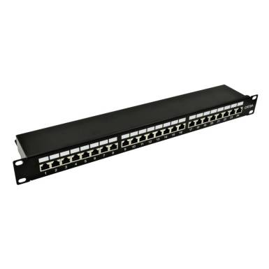 Nestron 19" patch panel; 24 port; Cat6A; árnyékolt; tehermentesítővel; dual IDC (Krone/110) NRPP-RJ45-224SF-H Nestron 19" patch panel; 24 port; Cat6A; árnyékolt; tehermentesítővel; dual IDC (Krone/110) NRPP-RJ45-224SF-H