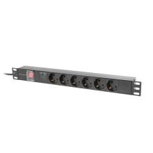 Lanberg 19" PDU/elosztósor 1U 16A 2m 6x Schuko aljzat Black PDU-06F-0200-BK Lanberg 19" PDU/elosztósor 1U 16A 2m 6x Schuko aljzat Black PDU-06F-0200-BK