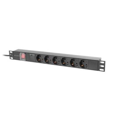 Lanberg 19" PDU/elosztósor 1U 16A 2m 6x Schuko aljzat Black PDU-06F-0200-BK Lanberg 19" PDU/elosztósor 1U 16A 2m 6x Schuko aljzat Black PDU-06F-0200-BK