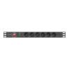 Lanberg 19" PDU/elosztósor 1U 16A 2m 6x Schuko aljzat Black PDU-06F-0200-BK