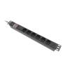 Lanberg 19" PDU/elosztósor 1U 16A 2m 6x Schuko aljzat Black PDU-06F-0200-BK