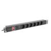 Lanberg 19" PDU/elosztósor 1U 16A 2m 6x Schuko aljzat Black PDU-06F-0200-BK