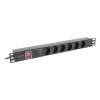 Lanberg 19" PDU/elosztósor 1U 16A 2m 6x Schuko aljzat Black PDU-06F-0200-BK