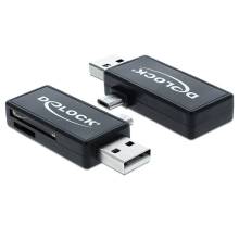 DeLock Micro USB OTG + USB A male Card Reader Black 91731