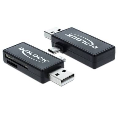 DeLock Micro USB OTG + USB A male Card Reader Black 91731 DeLock Micro USB OTG + USB A male Card Reader Black 91731