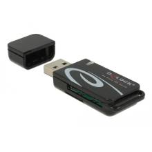 DeLock Mini USB 2.0 with SD and Micro SD Slot Card Reader Black 91602