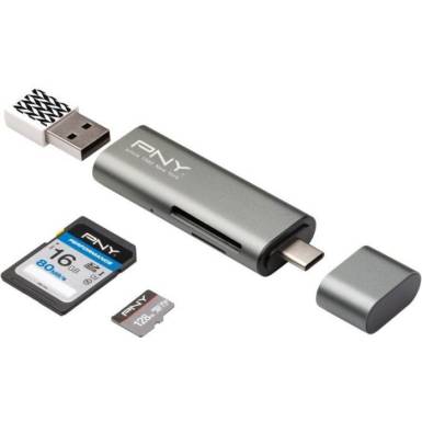 PNY Type-C Card Reader / USB Adapter Silver R-TC-UA-3N1E01-RB PNY Type-C Card Reader / USB Adapter Silver R-TC-UA-3N1E01-RB