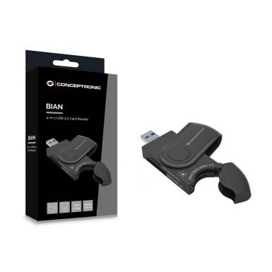 Conceptronic BIAN04B 4-in-1 USB 3.0 Card Reader Black BIAN04B Conceptronic BIAN04B 4-in-1 USB 3.0 Card Reader Black BIAN04B