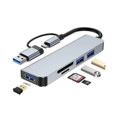 BlackBird USB 3.0 Type-C/USB multiport hub 5in1 3xUSB3.0 SD/TF Silver BH1469 BlackBird USB 3.0 Type-C/USB multiport hub 5in1 3xUSB3.0 SD/TF Silver BH1469
