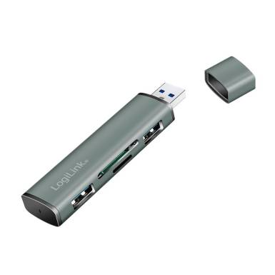 Logilink UA0394 USB 3.2 Gen2 2-port hub with card readers Aluminium UA0394