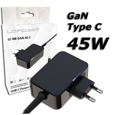 LC Power LC-NB-GAN-45-C 5-20V / 3A 45W Type-C univerzális hálózati notebook töltő LC-NB-GAN-45-C LC Power LC-NB-GAN-45-C 5-20V / 3A 45W Type-C univerzális hálózati notebook töltő LC-NB-GAN-45-C