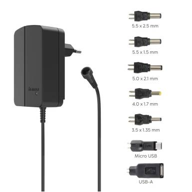 Hama 12V / 1,5A 18W Univerz&aacute;lis h&aacute;l&oacute;zati notebook t&ouml;ltő 00223615