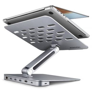 AXAGON HMC-STND Többportos USB-C 5Gbps hub és alumínium állvány laptopokhoz HMC-STND AXAGON HMC-STND Többportos USB-C 5Gbps hub és alumínium állvány laptopokhoz HMC-STND