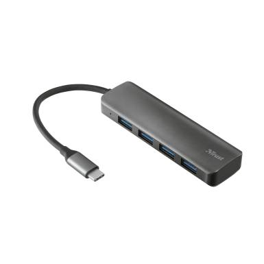 Trust Halyx Aluminium USB-C to 4-Port USB-A 3.2 Hub Black 23328 Trust Halyx Aluminium USB-C to 4-Port USB-A 3.2 Hub Black 23328