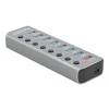 DeLock USB 3.2 Gen 1 Hub with 7 Ports + 1 Fast Charging Port + 1 USB-C PD 3.0 Port with Switch and Illumination 63264