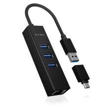 Raidsonic IcyBox IB-HUB1419-LAN 4-port hub with USB 3.0 Type-A and Type-C interface and Gigabit LAN IB-HUB1419-LAN Raidsonic IcyBox IB-HUB1419-LAN 4-port hub with USB 3.0 Type-A and Type-C interface and Gigabit LAN IB-HUB1419-LAN
