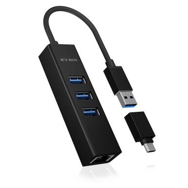 Raidsonic IcyBox IB-HUB1419-LAN 4-port hub with USB 3.0 Type-A and Type-C interface and Gigabit LAN IB-HUB1419-LAN Raidsonic IcyBox IB-HUB1419-LAN 4-port hub with USB 3.0 Type-A and Type-C interface and Gigabit LAN IB-HUB1419-LAN