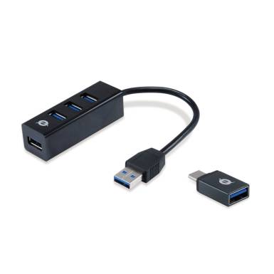 Conceptronic 4-Port USB 3.0 HUB Black HUBBIES04B Conceptronic 4-Port USB 3.0 HUB Black HUBBIES04B