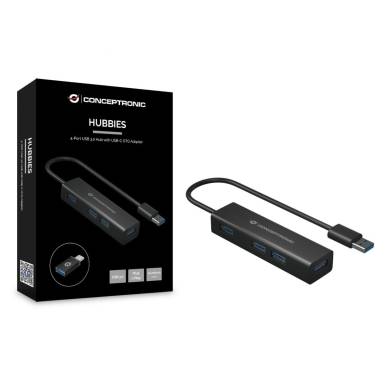 Conceptronic 4-Port USB 3.0 HUB Black HUBBIES06B Conceptronic 4-Port USB 3.0 HUB Black HUBBIES06B