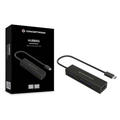 Conceptronic 4-Port USB-C HUB Black HUBBIES07B Conceptronic 4-Port USB-C HUB Black HUBBIES07B