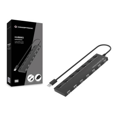 Conceptronic 7-Port USB 2.0 HUB Black HUBBIES08BP Conceptronic 7-Port USB 2.0 HUB Black HUBBIES08BP
