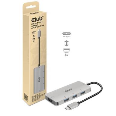 Club3D USB Gen2 Type-C to 10Gbps 4x USB Type-A Hub Silver CSV-1547 Club3D USB Gen2 Type-C to 10Gbps 4x USB Type-A Hub Silver CSV-1547