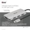 Club3D USB Gen2 Type-C to 10Gbps 4x USB Type-A Hub Silver CSV-1547
