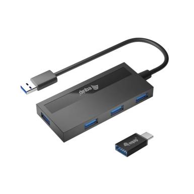 EQuip 4-Port USB 3.2 Gen 1 Hub with USB-C Adapter Black 128956 EQuip 4-Port USB 3.2 Gen 1 Hub with USB-C Adapter Black 128956
