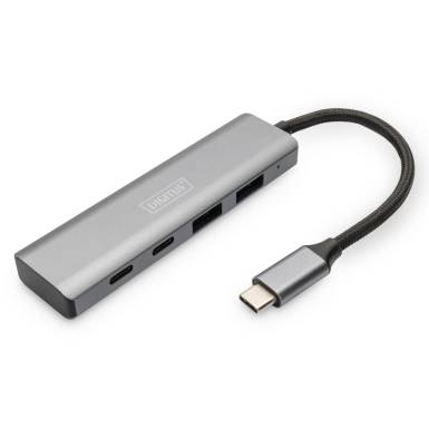 Digitus USB-C 4 Port HUB, 2x USB A + 2x USB-C Dark Gray DA-70245 Digitus USB-C 4 Port HUB, 2x USB A + 2x USB-C Dark Gray DA-70245