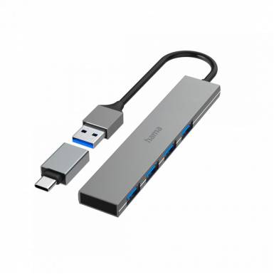 Hama USB 3.2 GEN1 PORT 5GB/s + USB TYPE-C OTG Grey 00200141 Hama USB 3.2 GEN1 PORT 5GB/s + USB TYPE-C OTG Grey 00200141