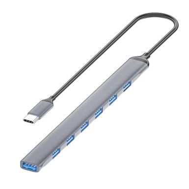 BlackBird USB 3.0 Type-c 7 port hub extra slim Grey BH1468 BlackBird USB 3.0 Type-c 7 port hub extra slim Grey BH1468