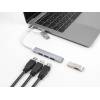 DeLock 4 Port Slim USB Hub with USB Type-C or USB Type-A to 3xUSB 2.0 Type-A female + 1 x USB 5 Gbps Type-A female Grey 64214