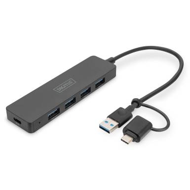 Digitus USB 3.0 Hub 4-Port Slim Line Black DA-70235