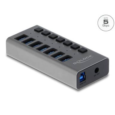 DeLock External USB 5 Gbps HUB with 7 Ports + Switch Grey 63669 DeLock External USB 5 Gbps HUB with 7 Ports + Switch Grey 63669