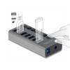 DeLock External USB 5 Gbps HUB with 7 Ports + Switch Grey 63669