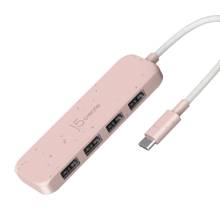 j5create Eco-Friendly USB-C to 4-Port Type-A Gen 2 Hub Misty Rose JCH341ER-N
