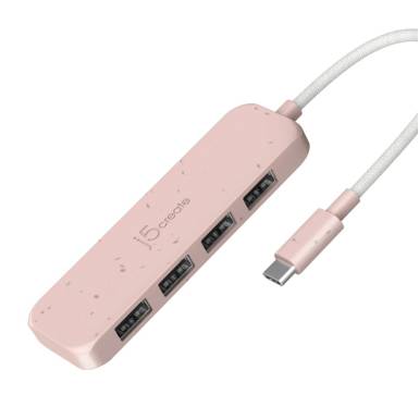 j5create Eco-Friendly USB-C to 4-Port Type-A Gen 2 Hub Misty Rose JCH341ER-N j5create Eco-Friendly USB-C to 4-Port Type-A Gen 2 Hub Misty Rose JCH341ER-N