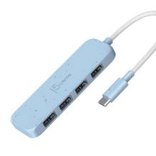 j5create Eco-Friendly USB-C to 4-Port Type-A Gen 2 Hub Cyan JCH341EC-N